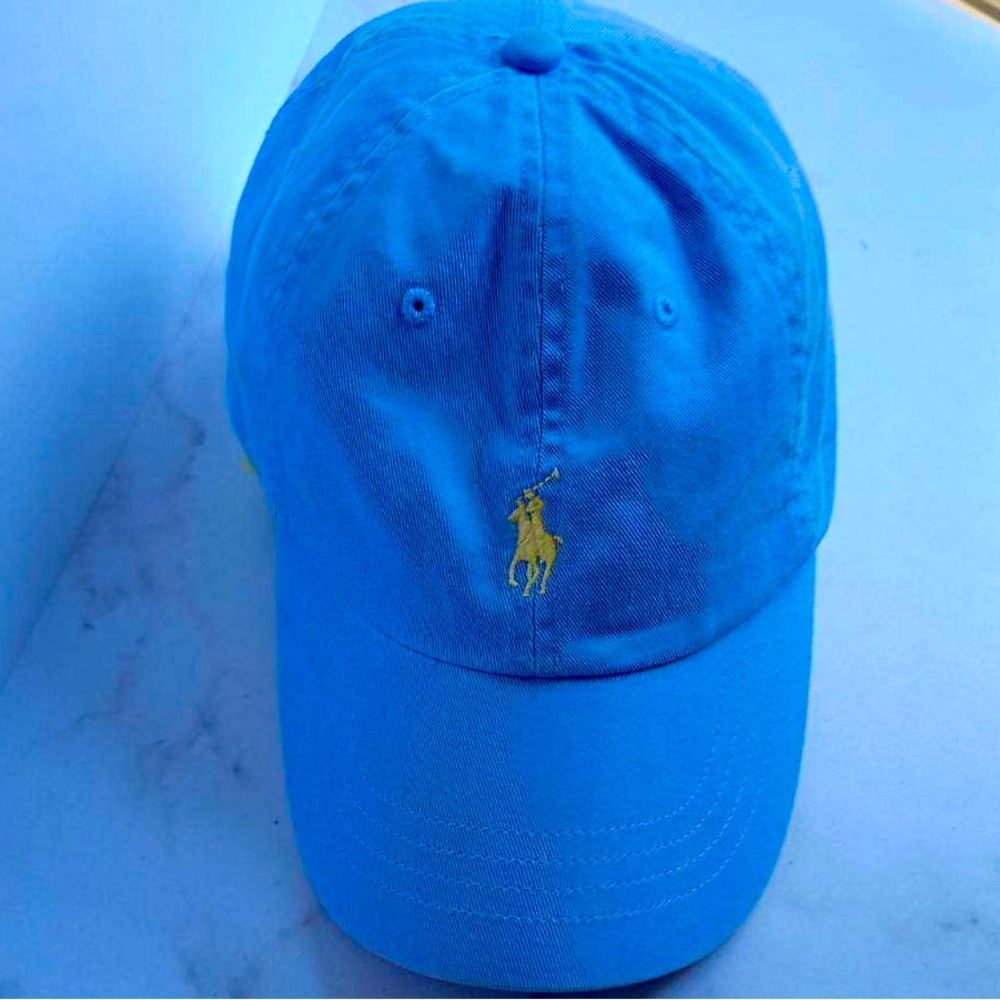 POLO RALPH LAUREN Hat StrapBack Light Blue Cap Yellow Pony POLO Logo Classic